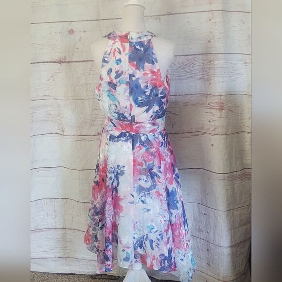 Donna Karan Abstract Floral Fit and Flare Dress Size 12 NWT - Picture 2 of 7